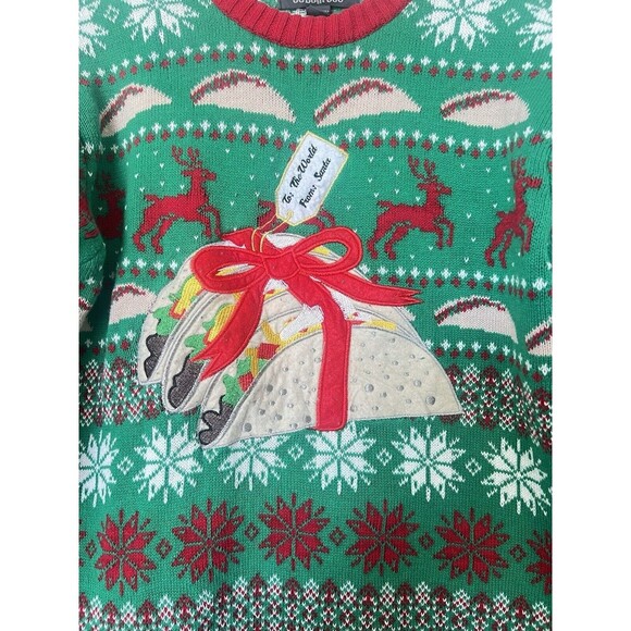 33 Degrees Mens Christmas Mexican Tacos Long Sleeves Ugly Sweater Grandpacore S - Picture 2 of 6
